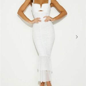 Elegant White Ruched Dress- HELLO MOLLY SZ: S